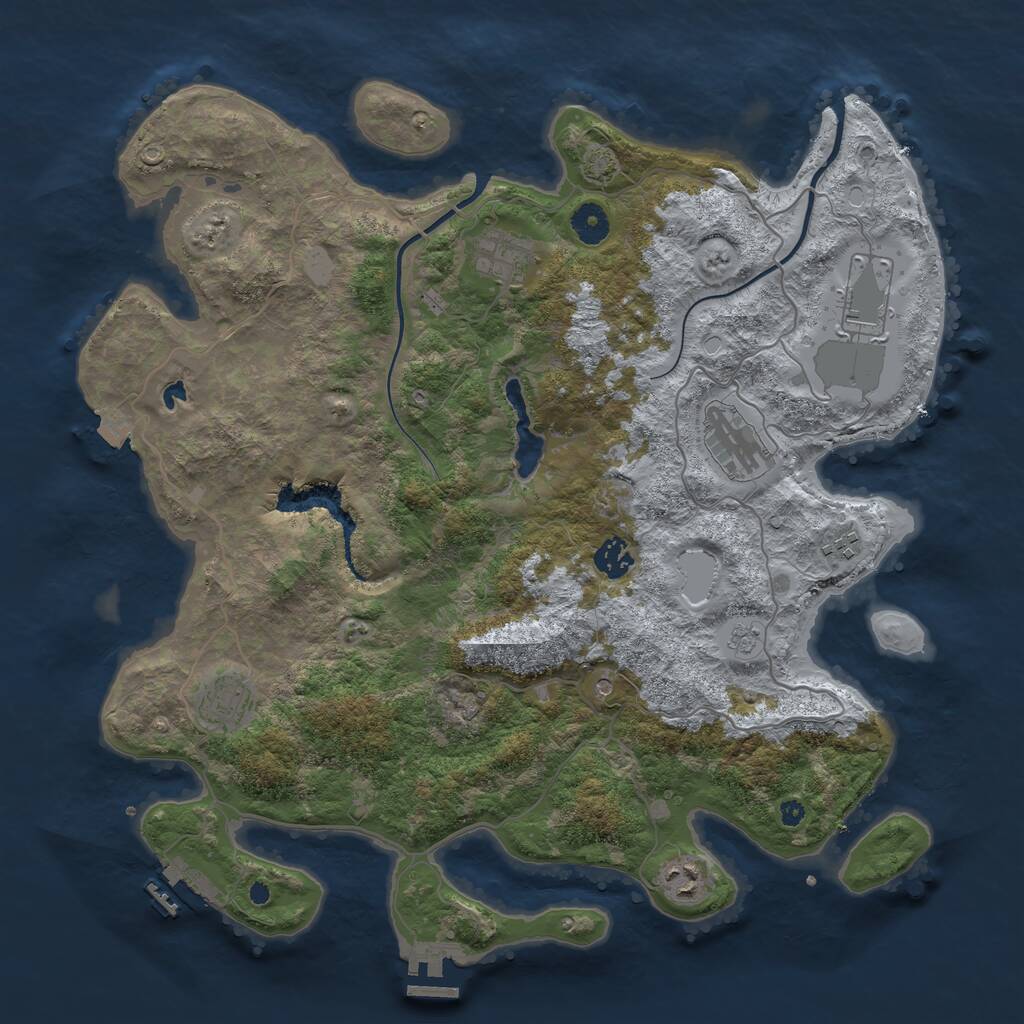 Rust Map: Procedural Map, Size: 4000, Seed: 94536, 13 Monuments