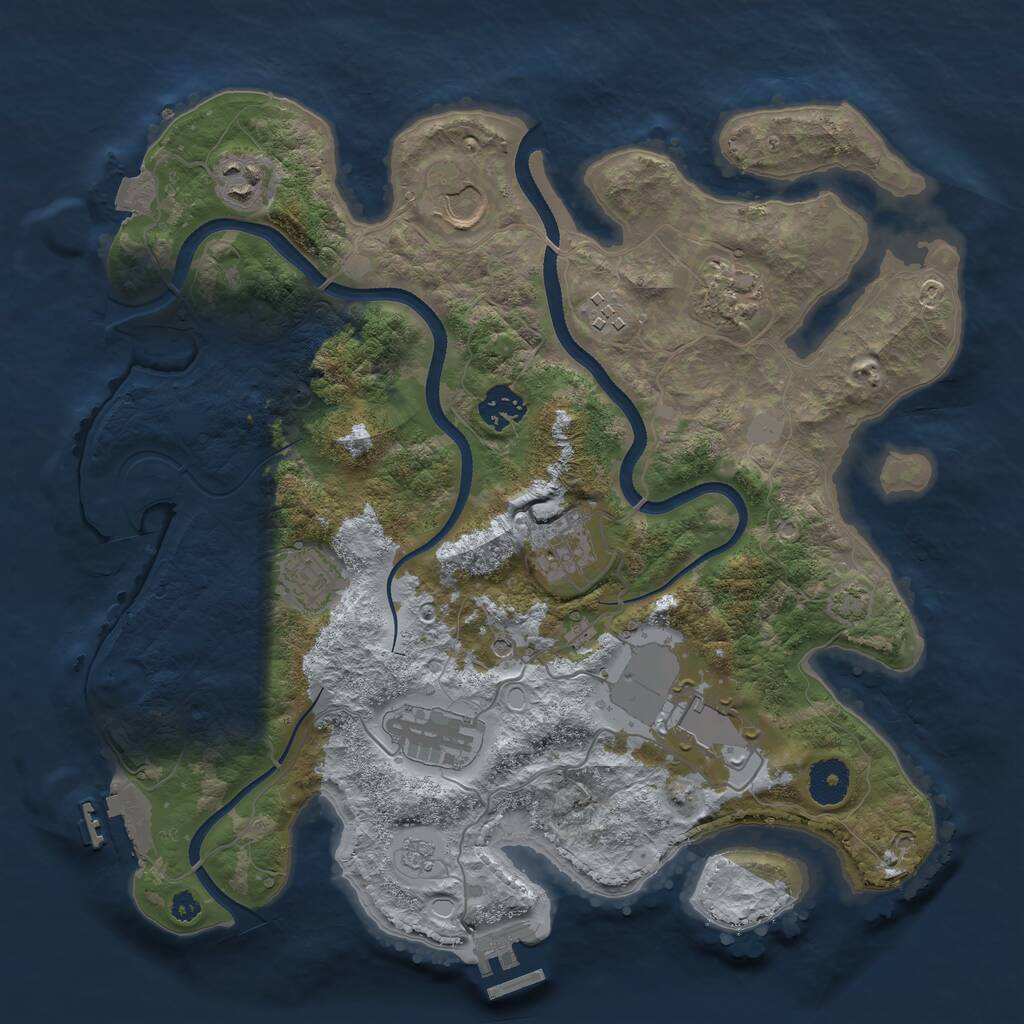 Rust Map: Procedural Map, Size: 3500, Seed: 625830324, 15 Monuments