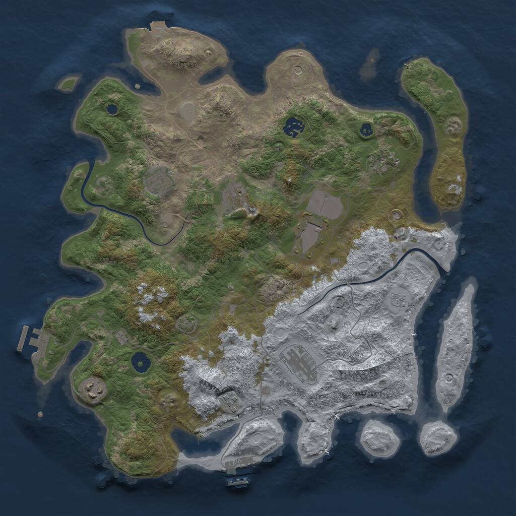Rust Map: Procedural Map, Size: 3950, Seed: 13, 14 Monuments