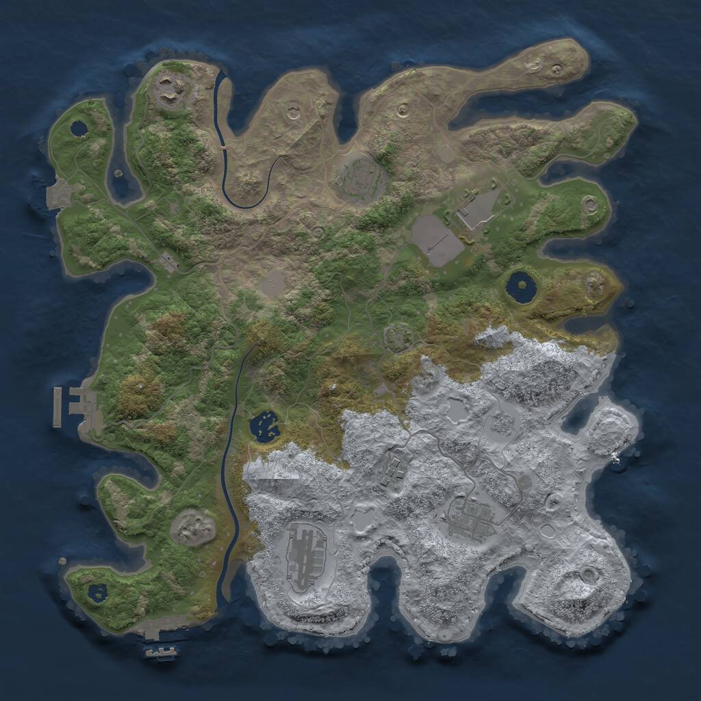 Rust Map: Procedural Map, Size: 3500, Seed: 768892114, 13 Monuments