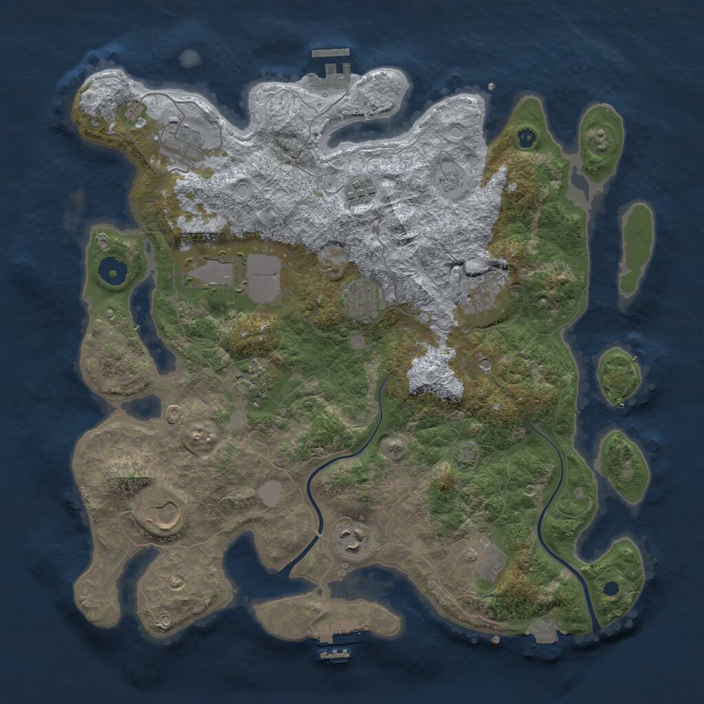 Rust Map: Procedural Map, Size: 3750, Seed: 378901520, 15 Monuments
