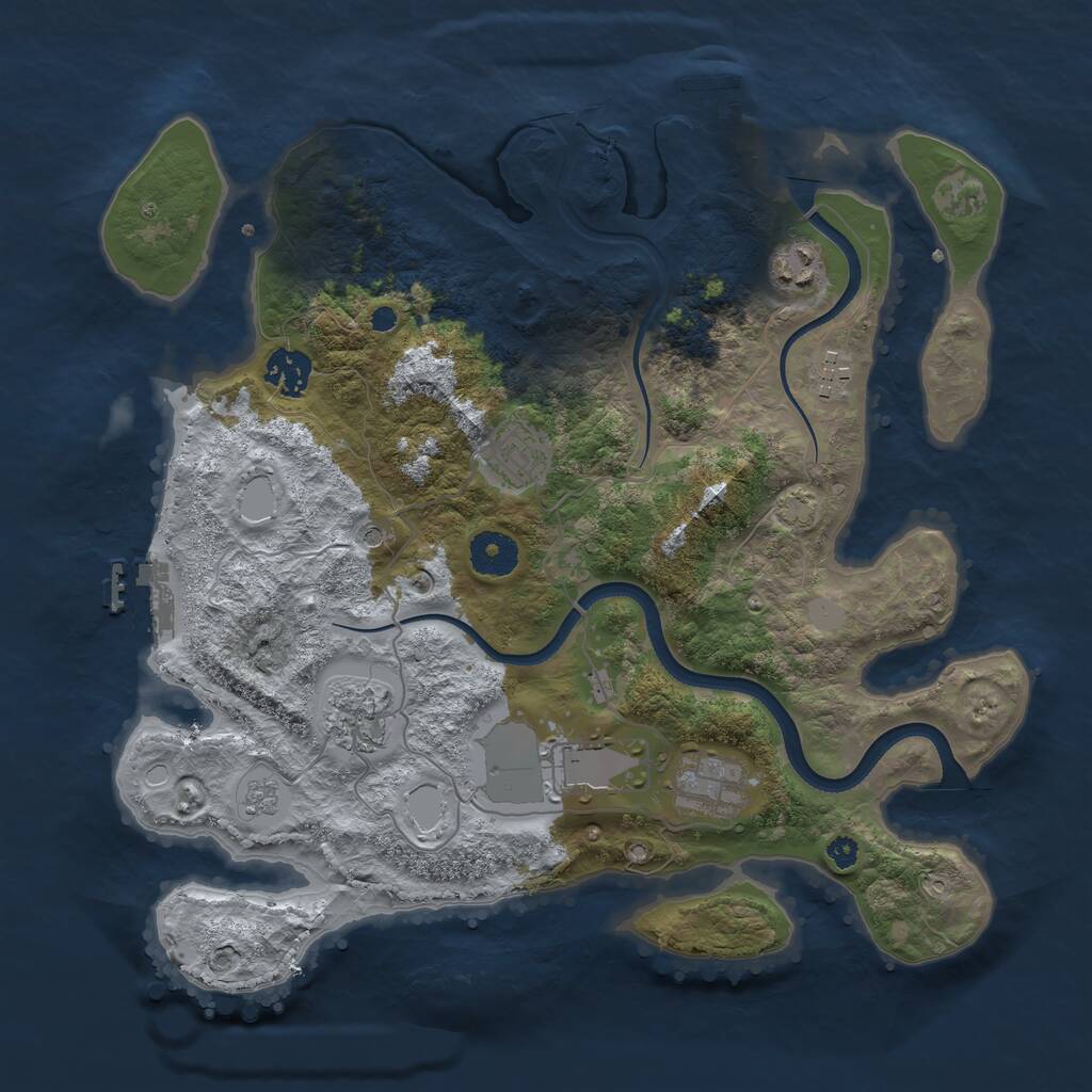 Rust Map: Procedural Map, Size: 3500, Seed: 65338931, 13 Monuments