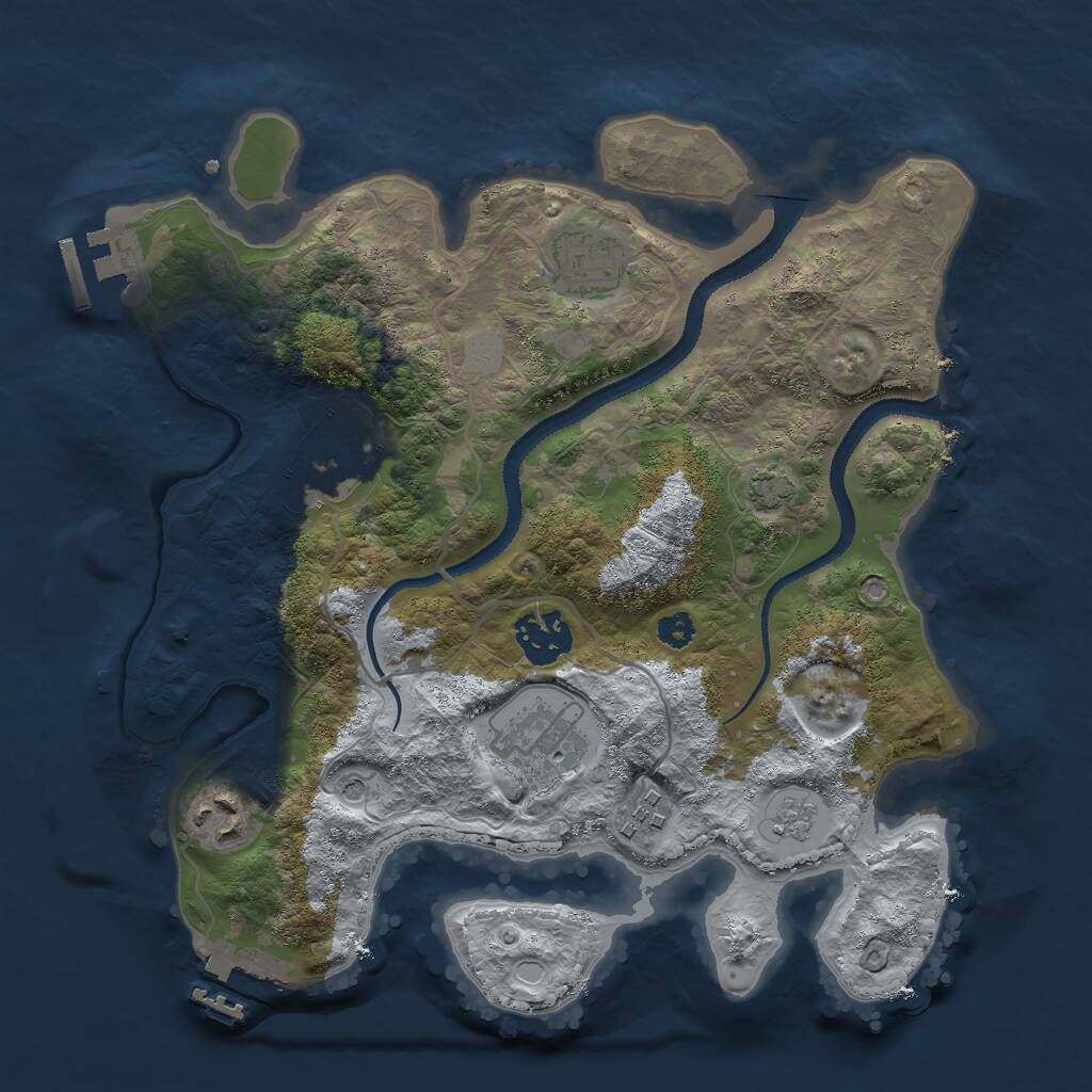 Rust Map: Procedural Map, Size: 3000, Seed: 958421916, 12 Monuments