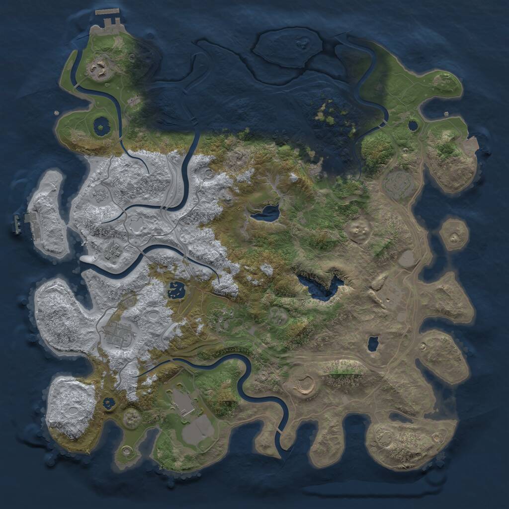 Rust Map: Procedural Map, Size: 4250, Seed: 213990478, 16 Monuments