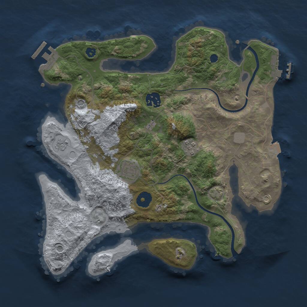 Rust Map: Procedural Map, Size: 3000, Seed: 928429287, 9 Monuments