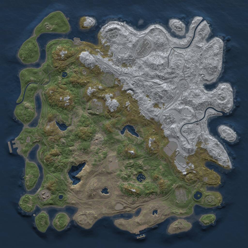 Rust Map: Procedural Map, Size: 4500, Seed: 15842923, 16 Monuments