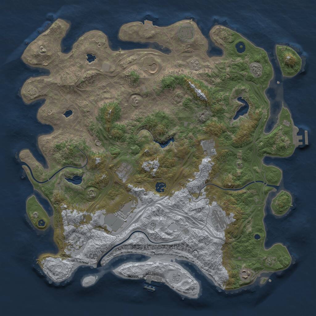 Rust Map: Procedural Map, Size: 4500, Seed: 109912348, 16 Monuments