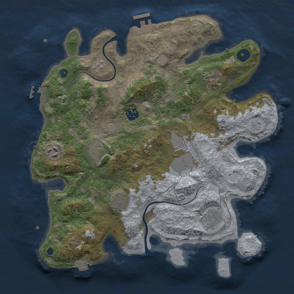 Rust Map: Procedural Map, Size: 3500, Seed: 265461563, 14 Monuments
