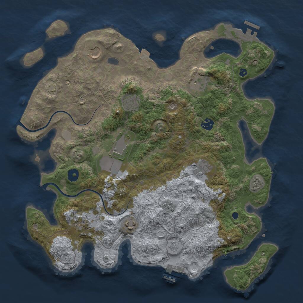 Rust Map: Procedural Map, Size: 3750, Seed: 761411257, 15 Monuments