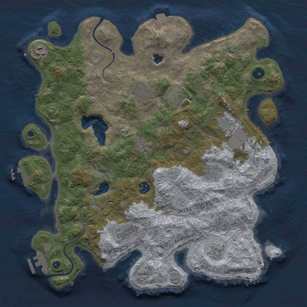 Rust Map: Procedural Map, Size: 4000, Seed: 1220951912, 16 Monuments