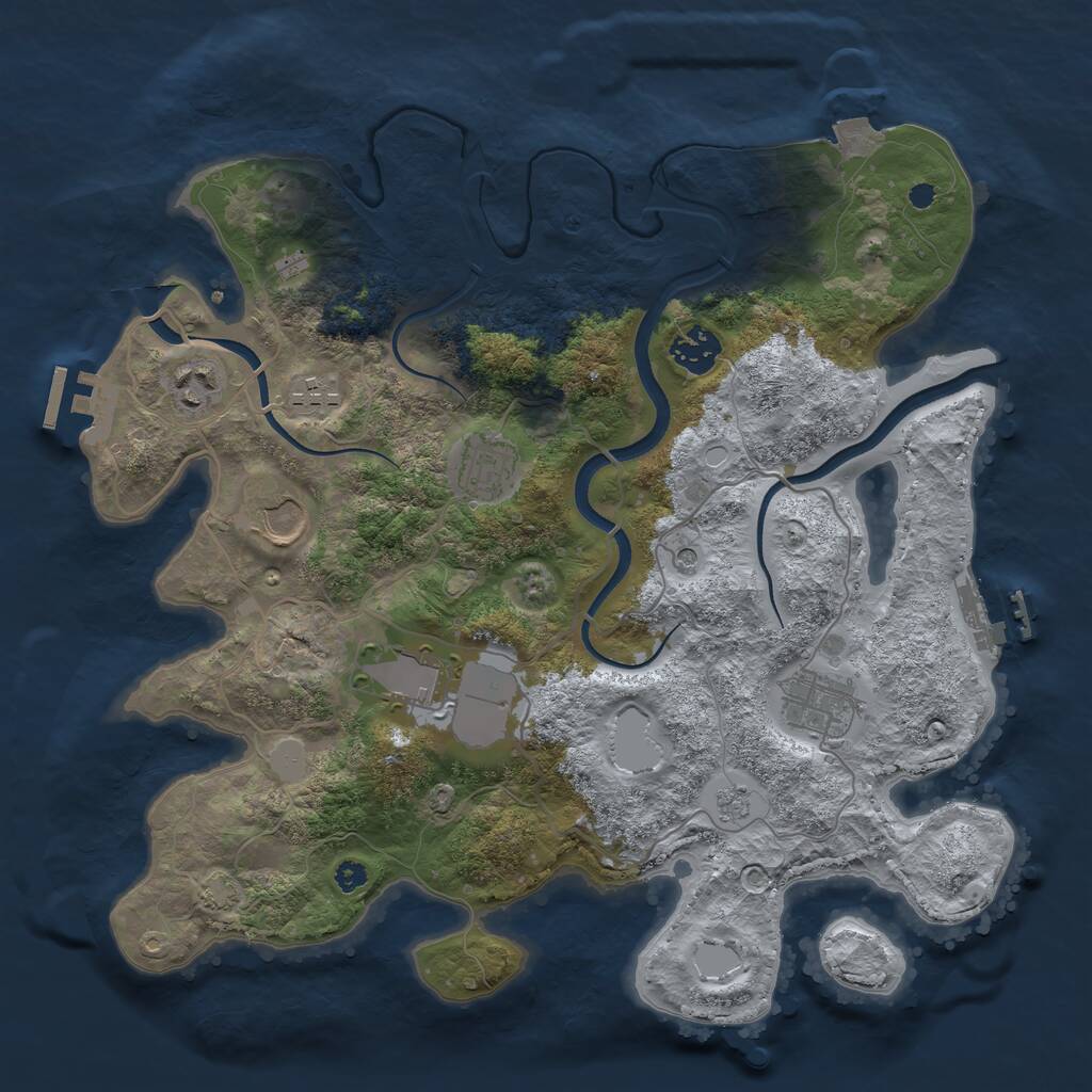 Rust Map: Procedural Map, Size: 3500, Seed: 5595, 13 Monuments