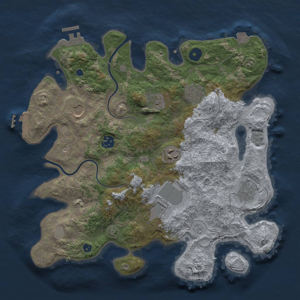 Rust Map: Procedural Map, Size: 3500, Seed: 5595, 14 Monuments