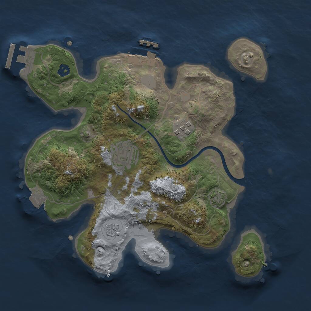 Rust Map: Procedural Map, Size: 2500, Seed: 543625, 7 Monuments
