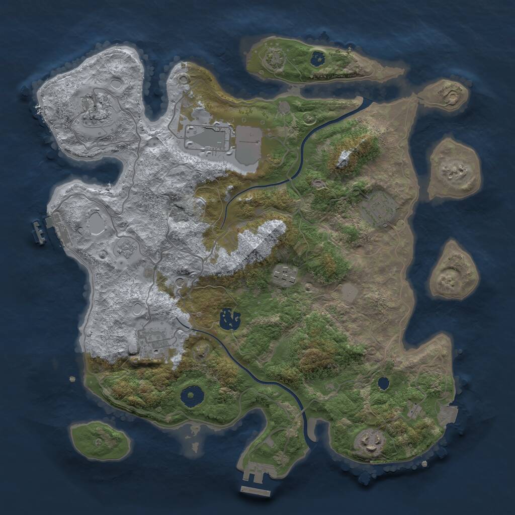 Rust Map: Procedural Map, Size: 3500, Seed: 33760114, 13 Monuments