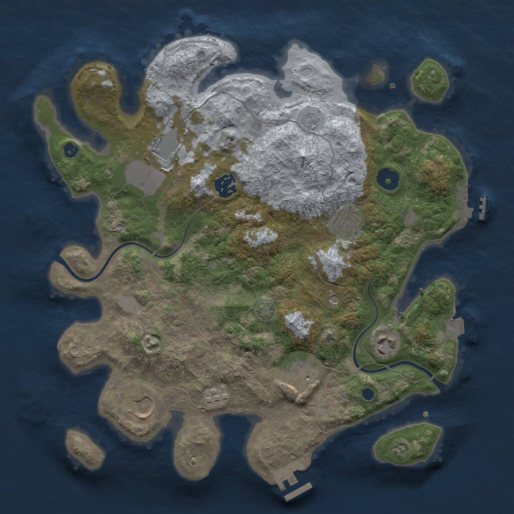 Rust Map: Procedural Map, Size: 3500, Seed: 599219127, 13 Monuments