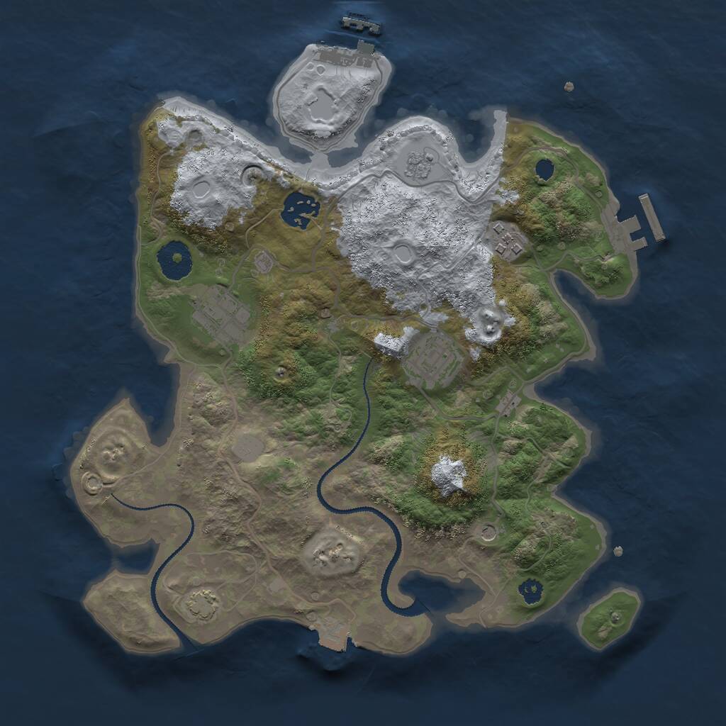 Rust Map: Procedural Map, Size: 3000, Seed: 1167521215, 10 Monuments