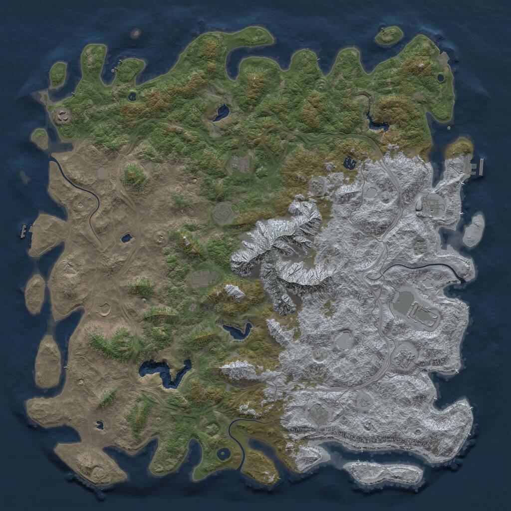 Rust Map: Procedural Map, Size: 6000, Seed: 1348733794, 17 Monuments