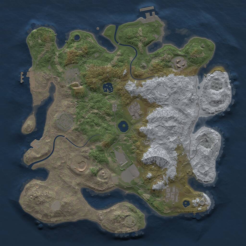 Rust Map: Procedural Map, Size: 3500, Seed: 65678934, 15 Monuments