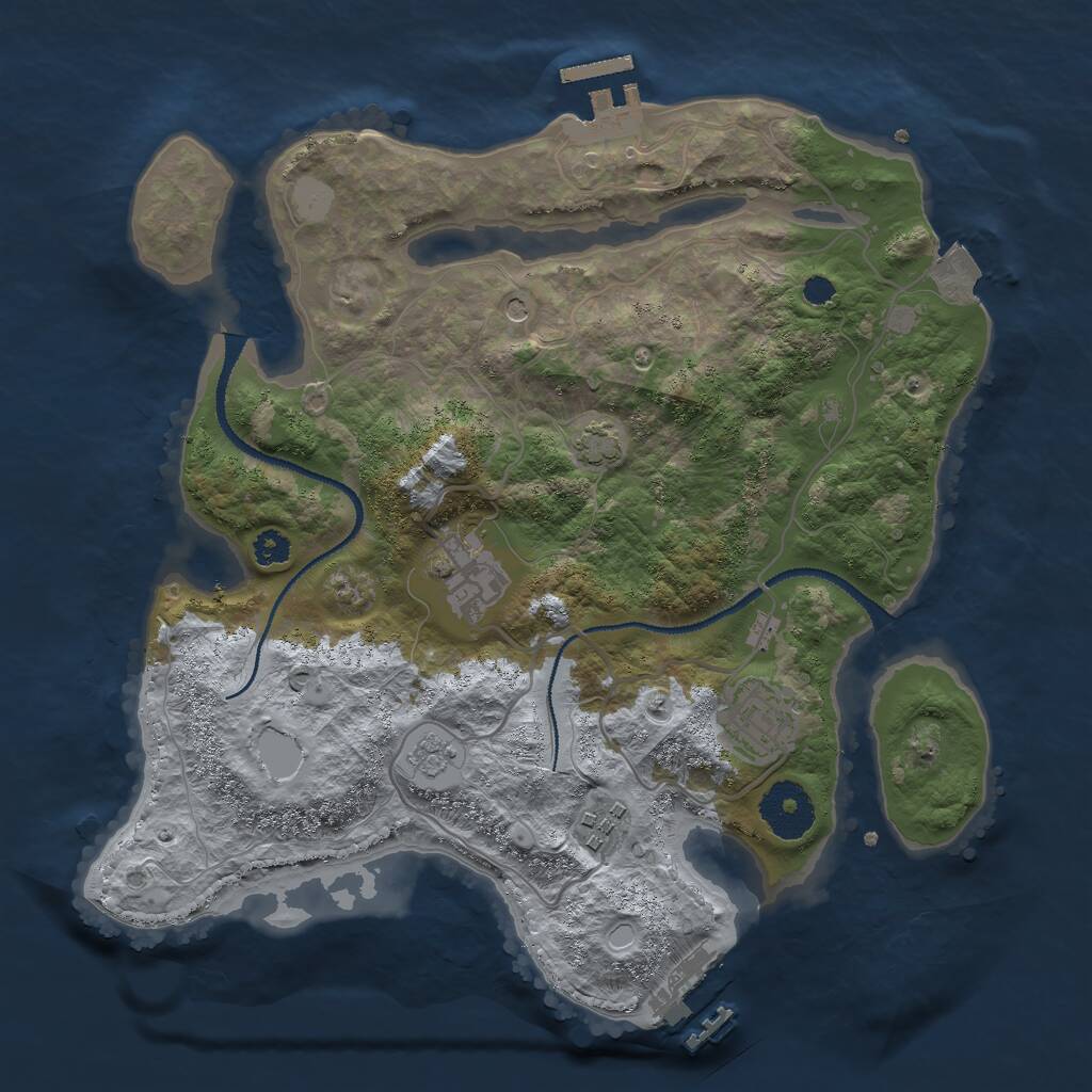 Rust Map: Procedural Map, Size: 3000, Seed: 92965, 9 Monuments