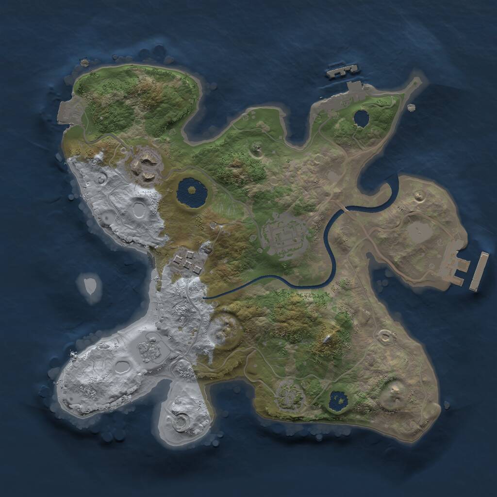 Rust Map: Procedural Map, Size: 2500, Seed: 709534, 8 Monuments