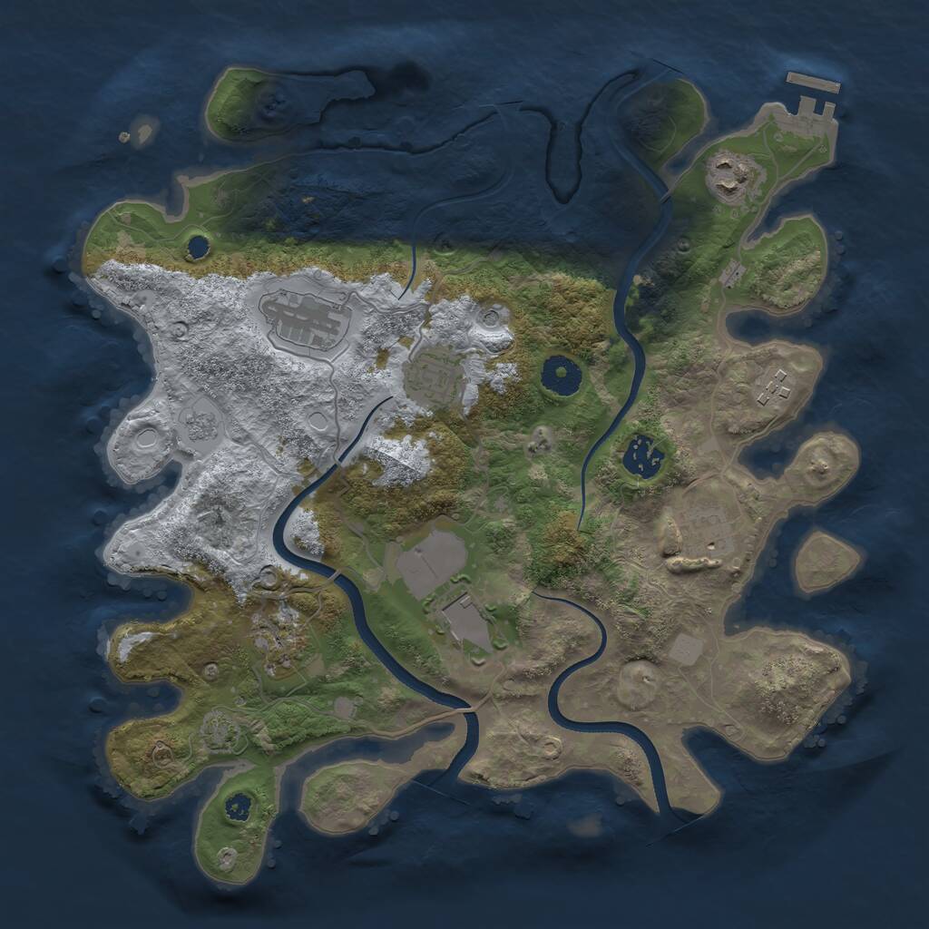 Rust Map: Procedural Map, Size: 3500, Seed: 1233543, 13 Monuments