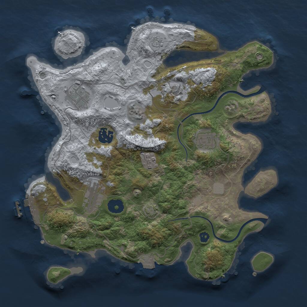 Rust Map: Procedural Map, Size: 3000, Seed: 2092323173, 10 Monuments