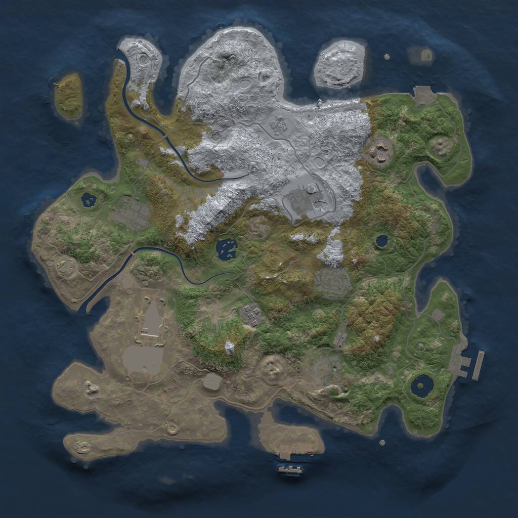 Rust Map: Procedural Map, Size: 3500, Seed: 19186938, 14 Monuments