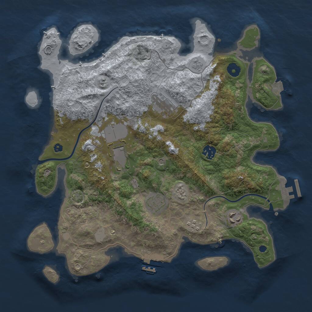 Rust Map: Procedural Map, Size: 3500, Seed: 23047, 12 Monuments