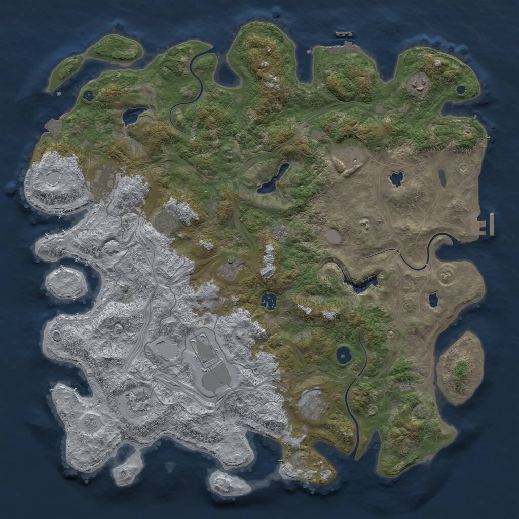 Rust Map: Procedural Map, Size: 4800, Seed: 621111923, 16 Monuments