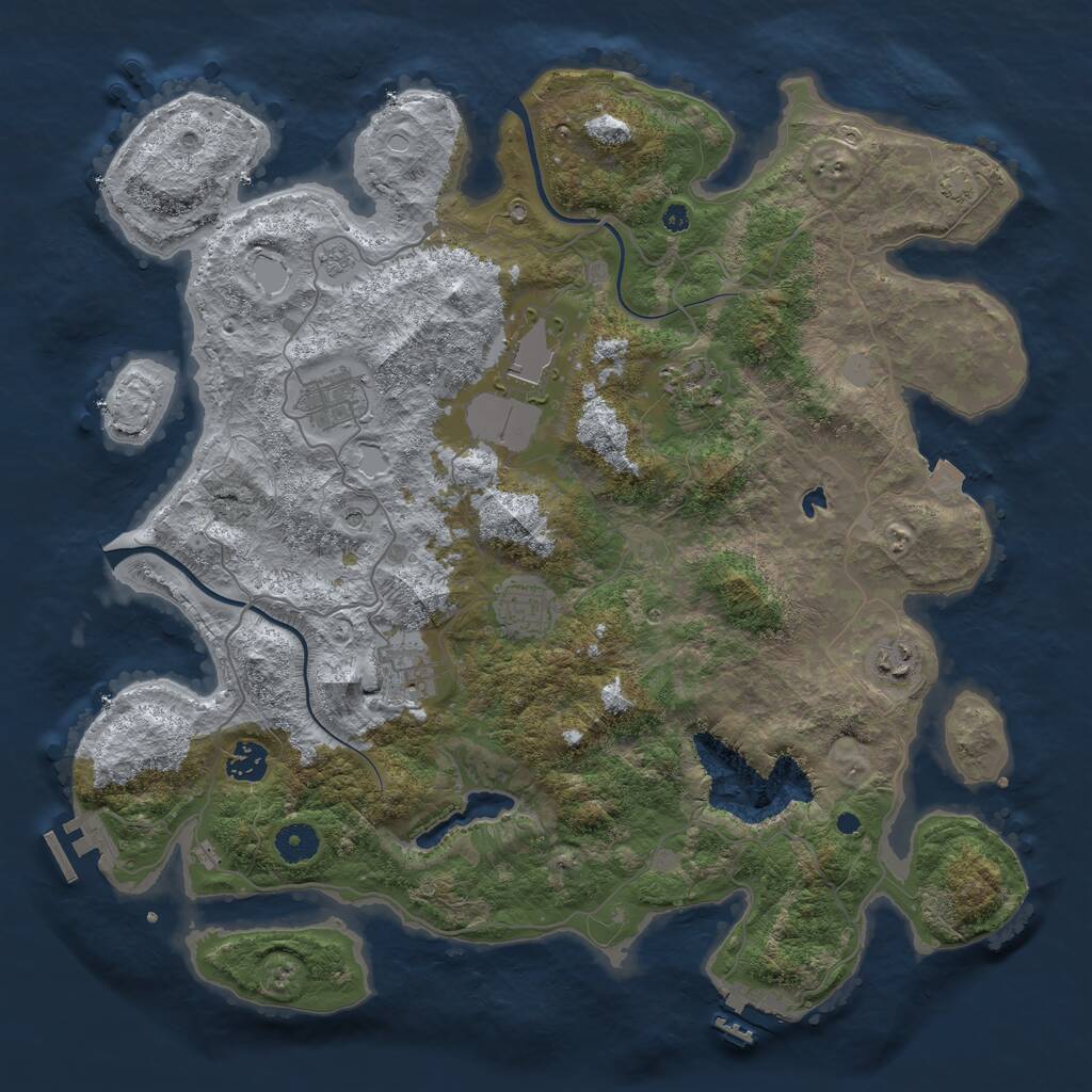 Rust Map: Procedural Map, Size: 4000, Seed: 107197513, 13 Monuments