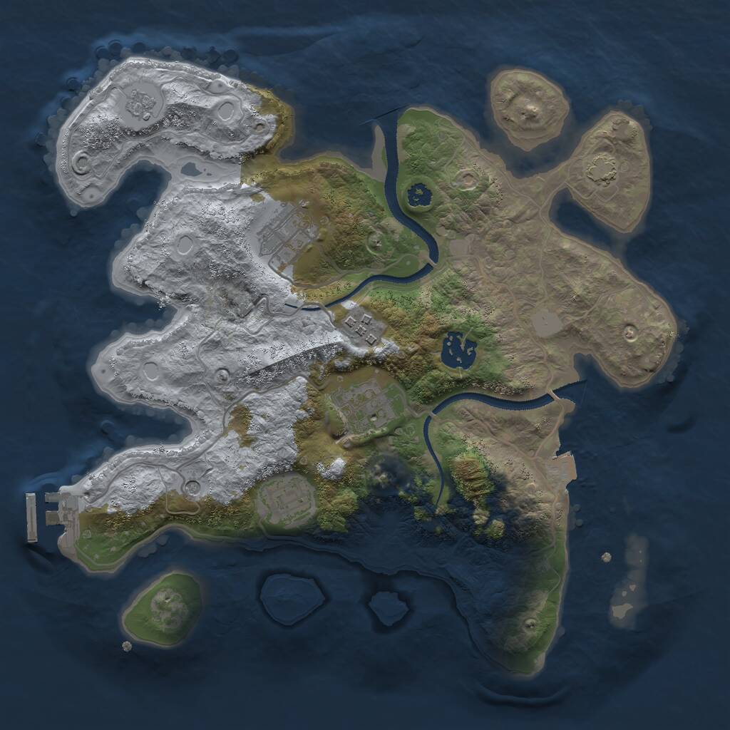 Rust Map: Procedural Map, Size: 3000, Seed: 8816745, 10 Monuments