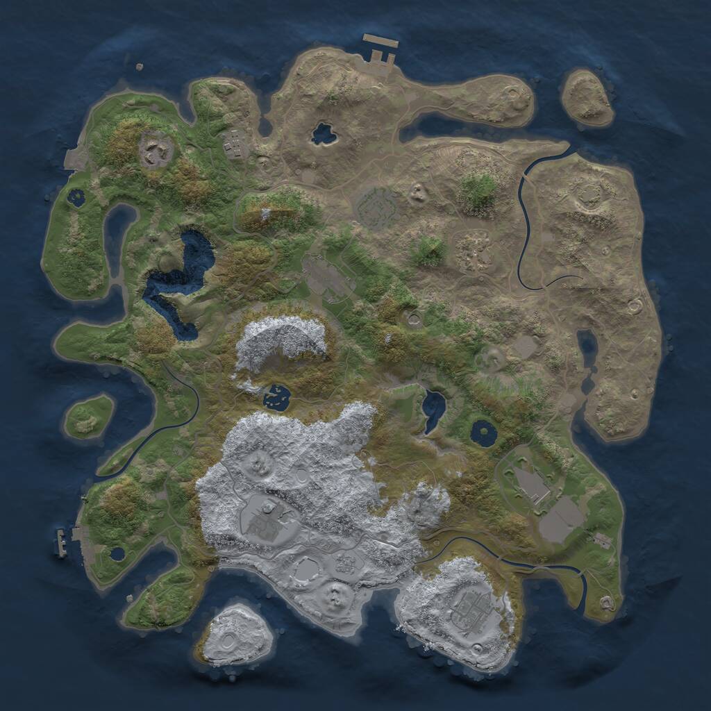 Rust Map: Procedural Map, Size: 4050, Seed: 203747794, 15 Monuments