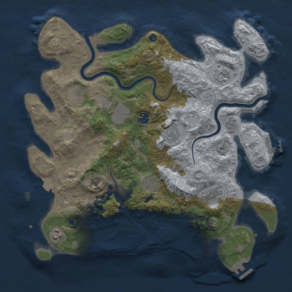 Rust Map: Procedural Map, Size: 3800, Seed: 699082339, 16 Monuments