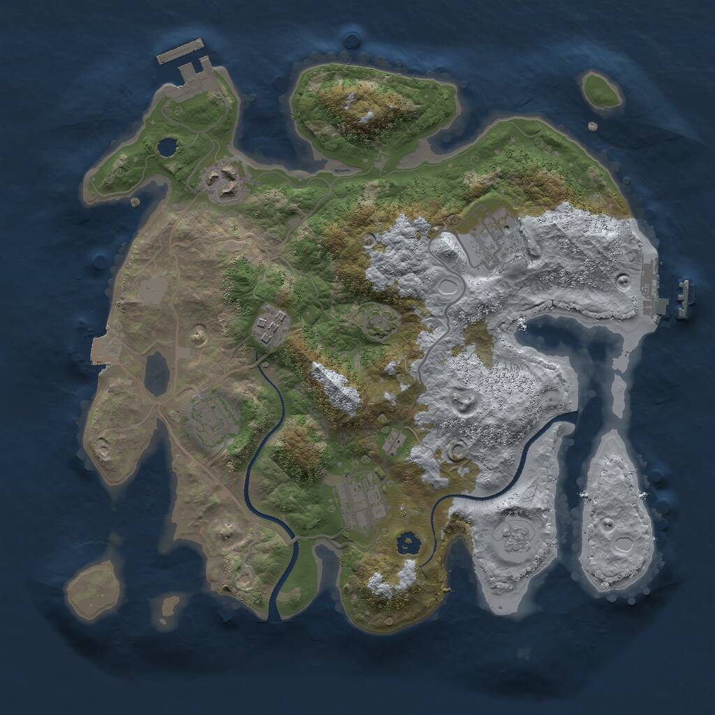 Rust Map: Procedural Map, Size: 3000, Seed: 41841, 10 Monuments