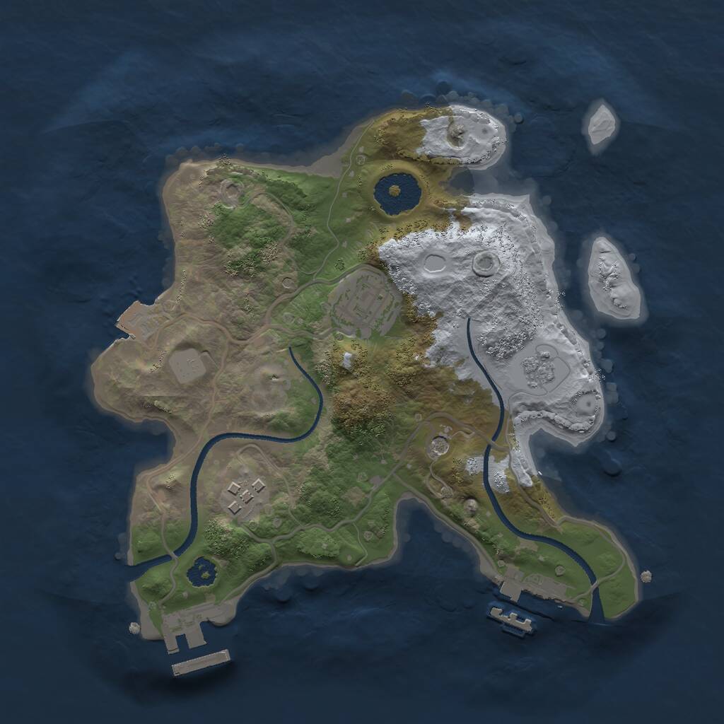 Rust Map: Procedural Map, Size: 2500, Seed: 844701845, 7 Monuments
