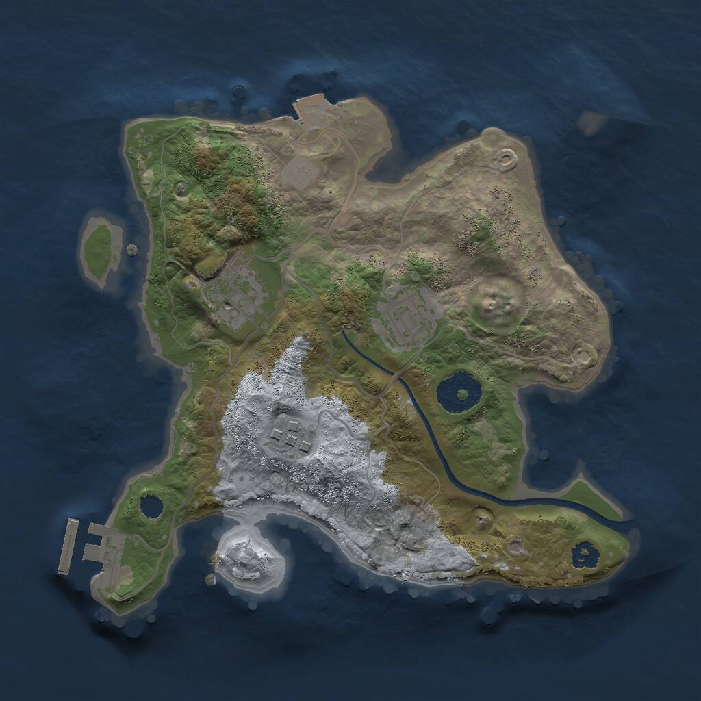 Rust Map: Procedural Map, Size: 2500, Seed: 875241467, 5 Monuments