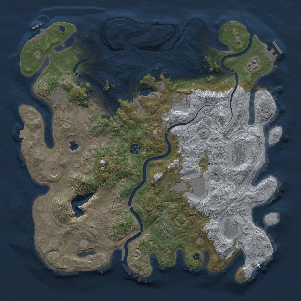 Rust Map: Procedural Map, Size: 4250, Seed: 999875185, 17 Monuments