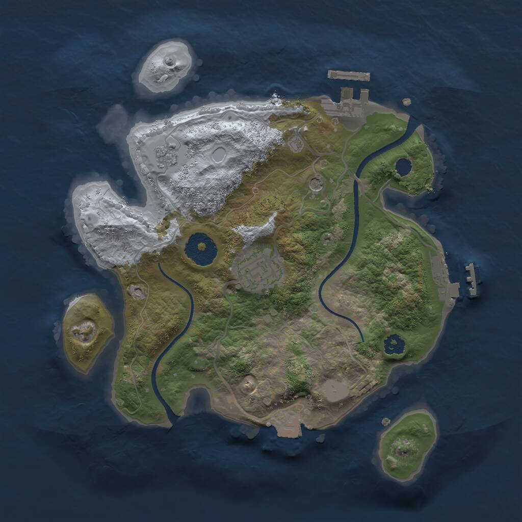 Rust Map: Procedural Map, Size: 2500, Seed: 641601117, 6 Monuments