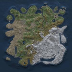 Thumbnail Rust Map: Procedural Map, Size: 3700, Seed: 699563779, 14 Monuments