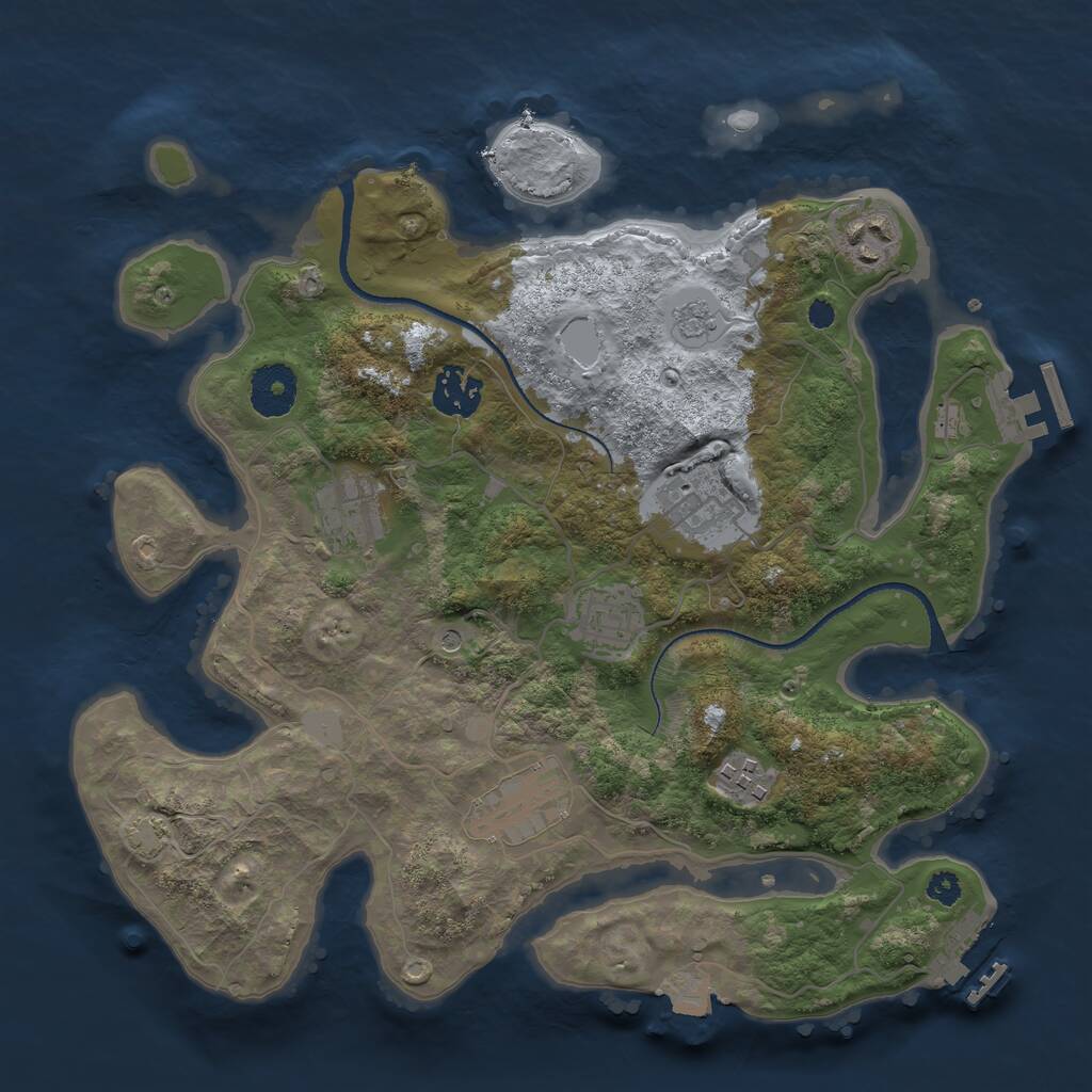 Rust Map: Procedural Map, Size: 3250, Seed: 1915054266, 13 Monuments