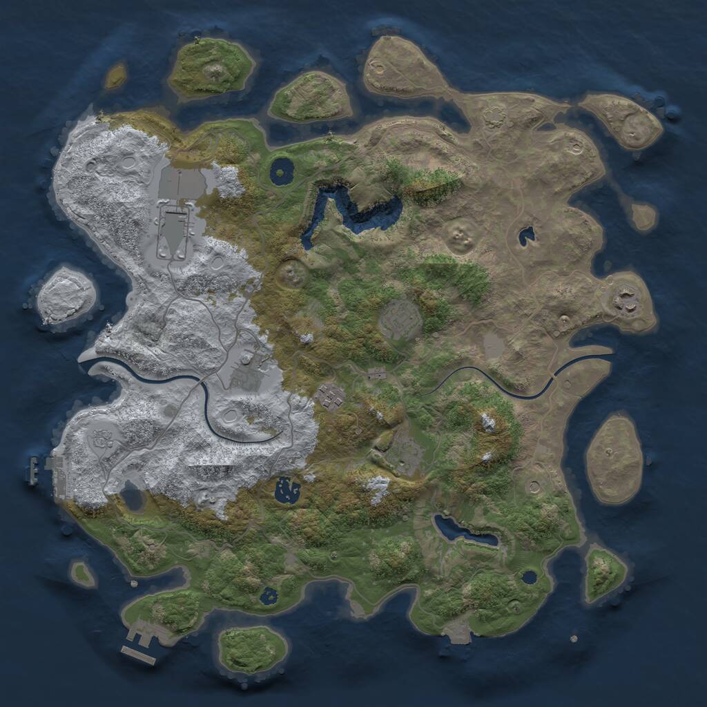 Rust Map: Procedural Map, Size: 4000, Seed: 2034796420, 13 Monuments