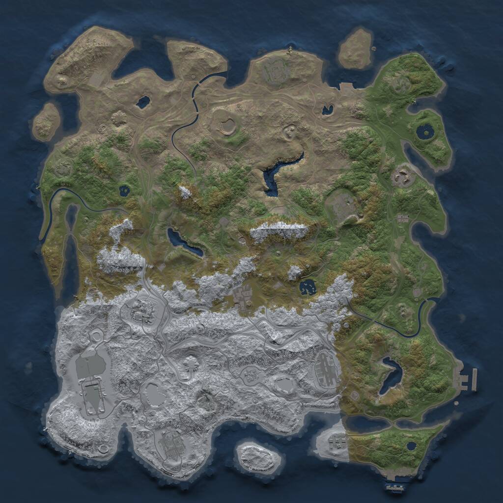 Rust Map: Procedural Map, Size: 4500, Seed: 4443359, 17 Monuments