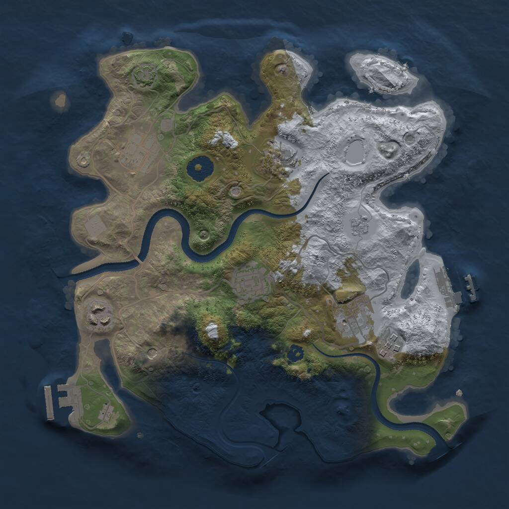Rust Map: Procedural Map, Size: 3000, Seed: 1926527494, 12 Monuments