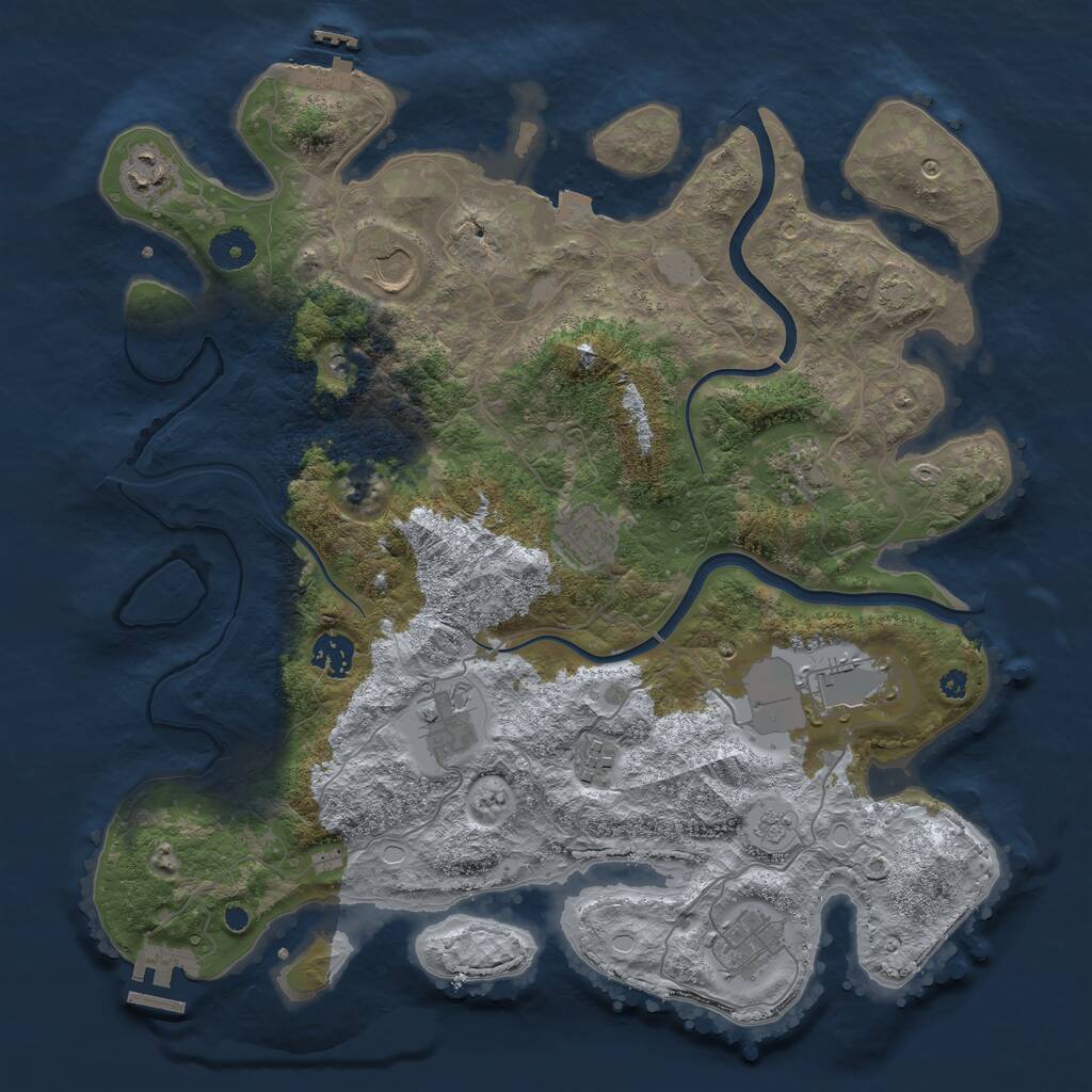 Rust Map: Procedural Map, Size: 3800, Seed: 1013951758, 15 Monuments