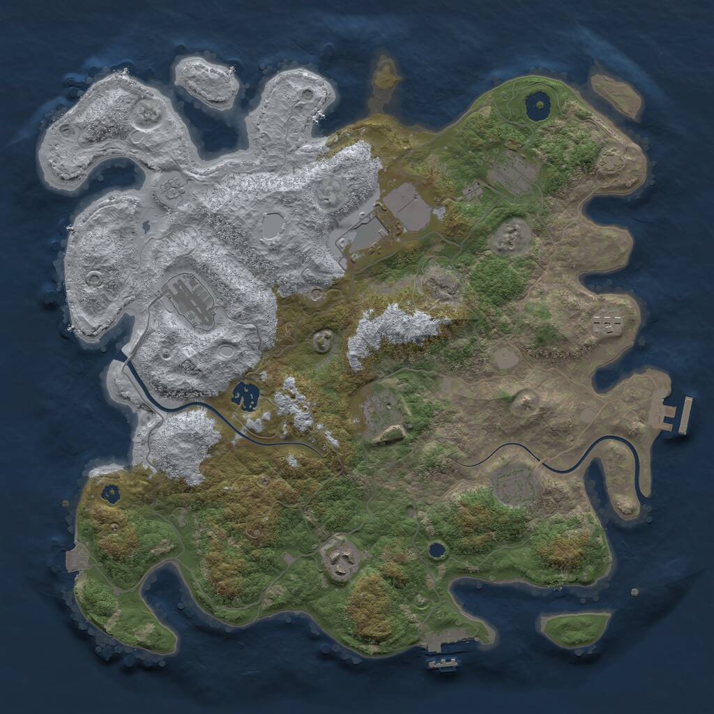 Rust Map: Procedural Map, Size: 3850, Seed: 548319600, 14 Monuments