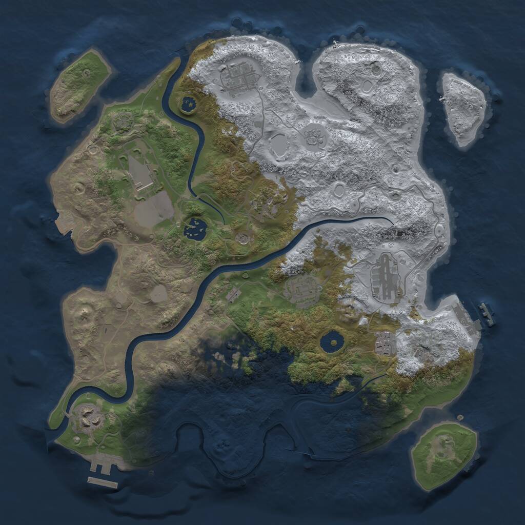 Rust Map: Procedural Map, Size: 3500, Seed: 1370893790, 15 Monuments