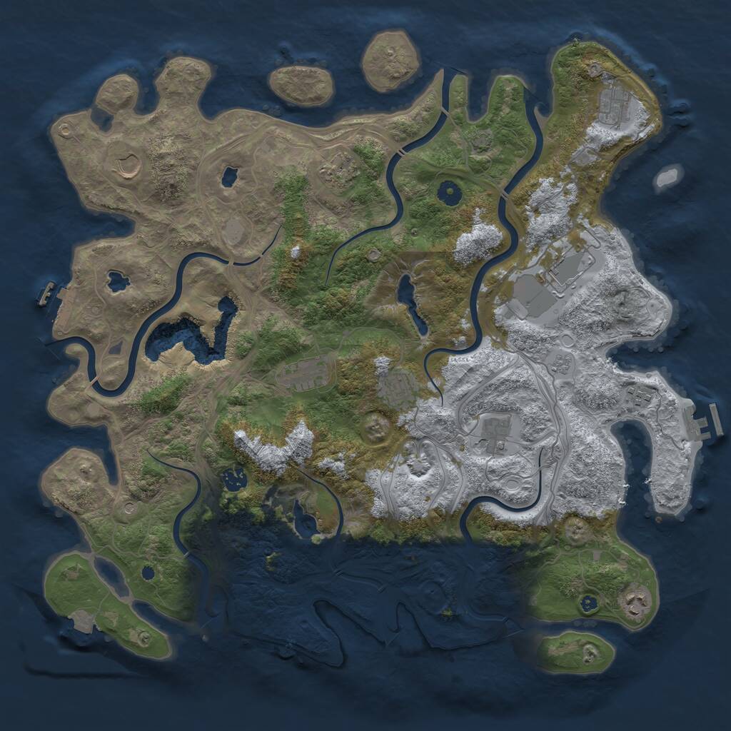 Rust Map: Procedural Map, Size: 4500, Seed: 484930887, 16 Monuments