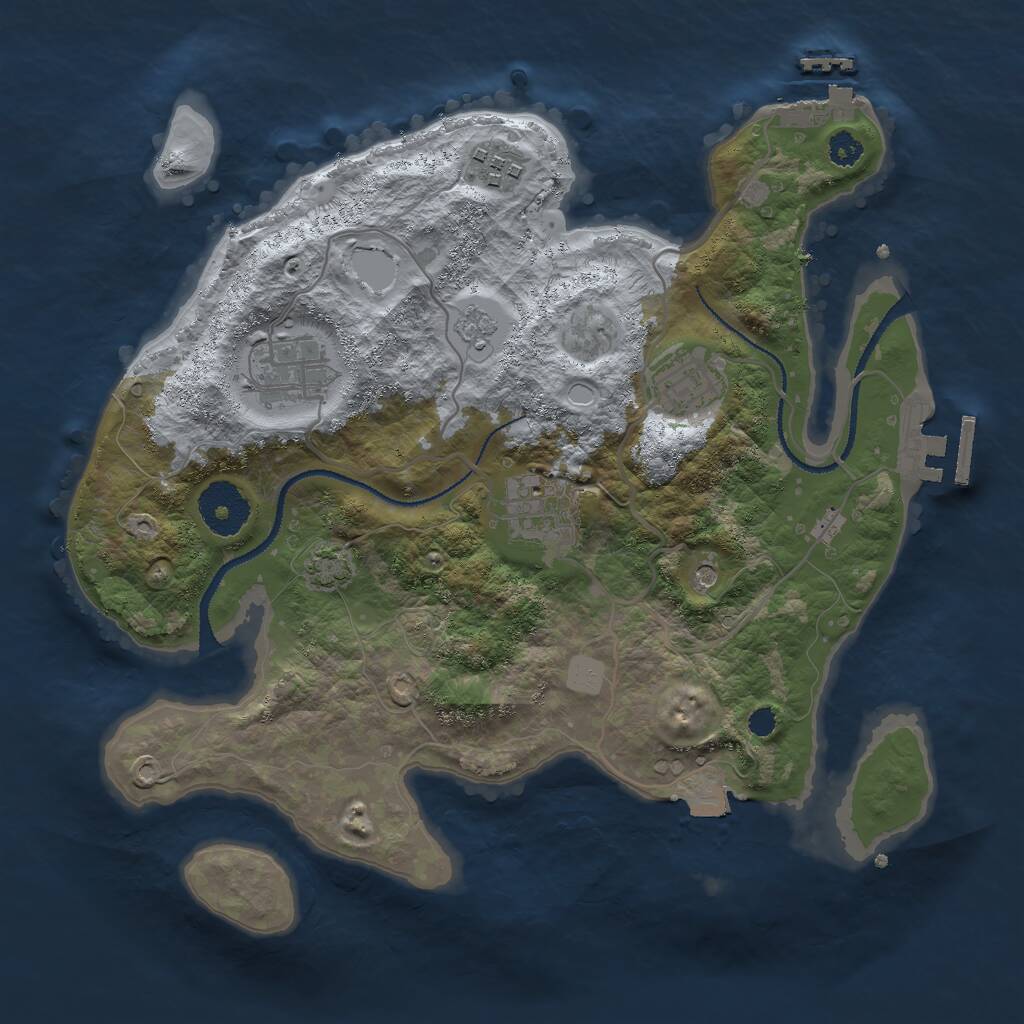 Rust Map: Procedural Map, Size: 3000, Seed: 2048655550, 10 Monuments