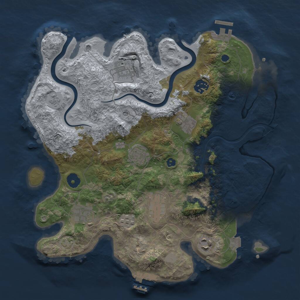 Rust Map: Procedural Map, Size: 3300, Seed: 722655400, 14 Monuments