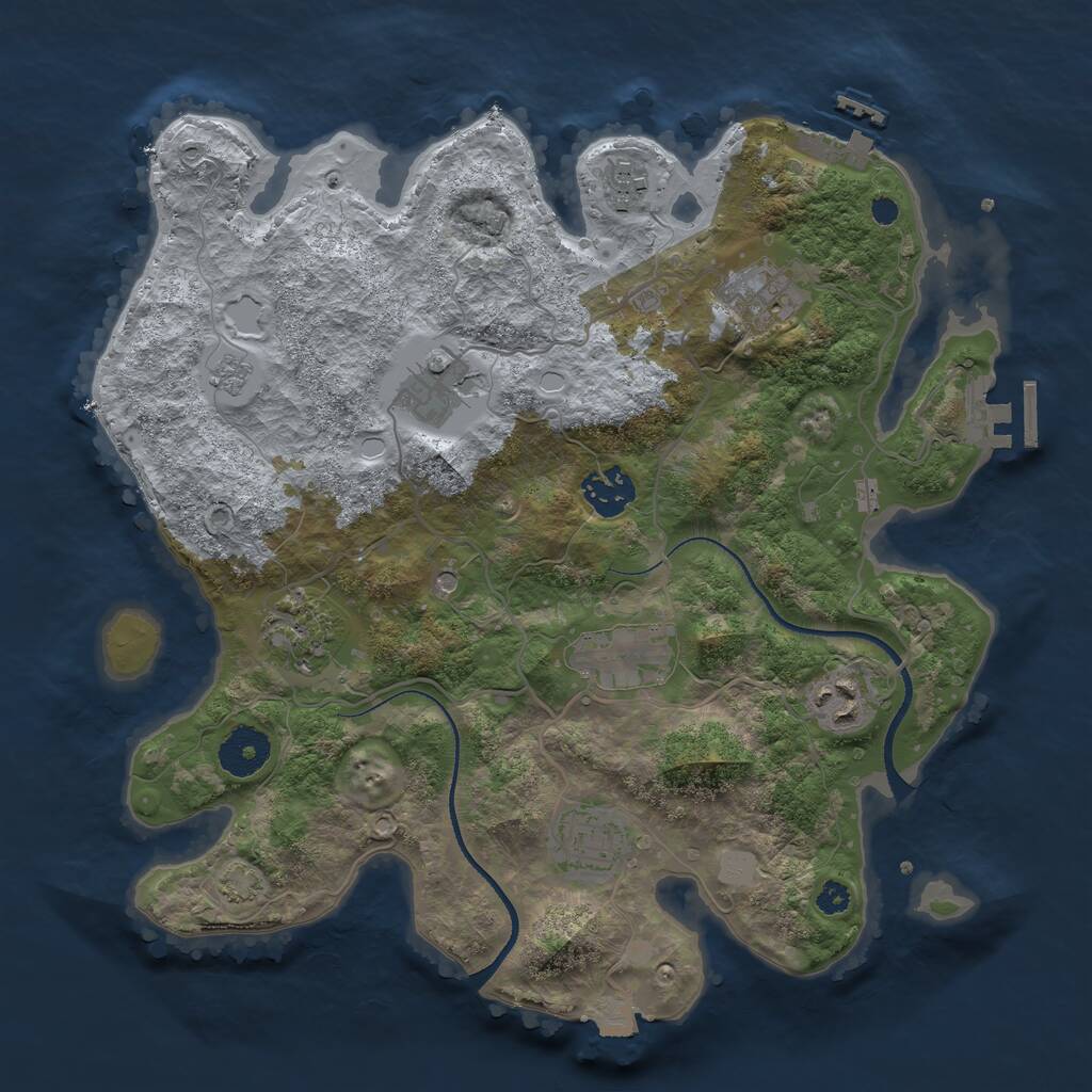 Rust Map: Procedural Map, Size: 3300, Seed: 722655400, 14 Monuments